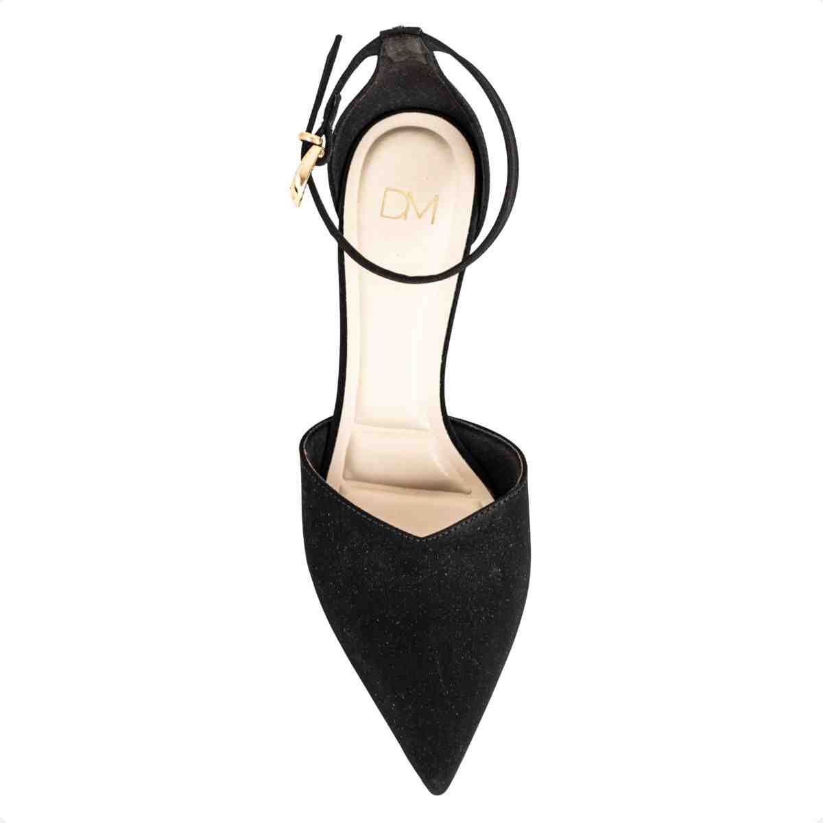 Scarpin Feminino Dm Nobuck Salto Médio Preto Preto 6