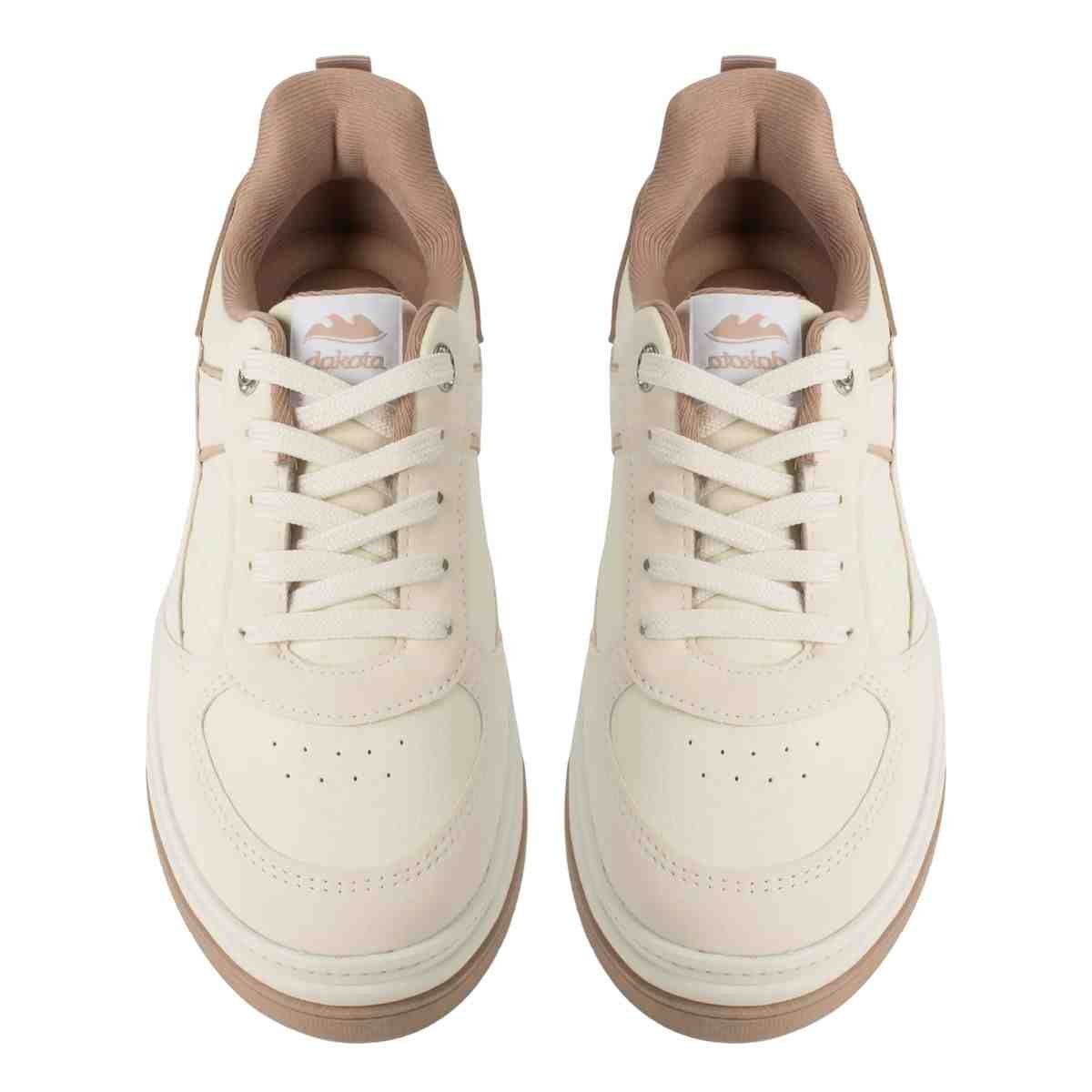 Tênis Casual Feminino Dakota Bege Marrom Bege 6
