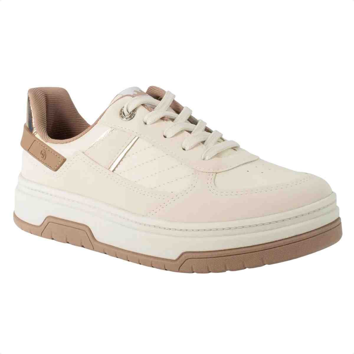 Tênis Casual Feminino Dakota Bege Marrom Bege 4