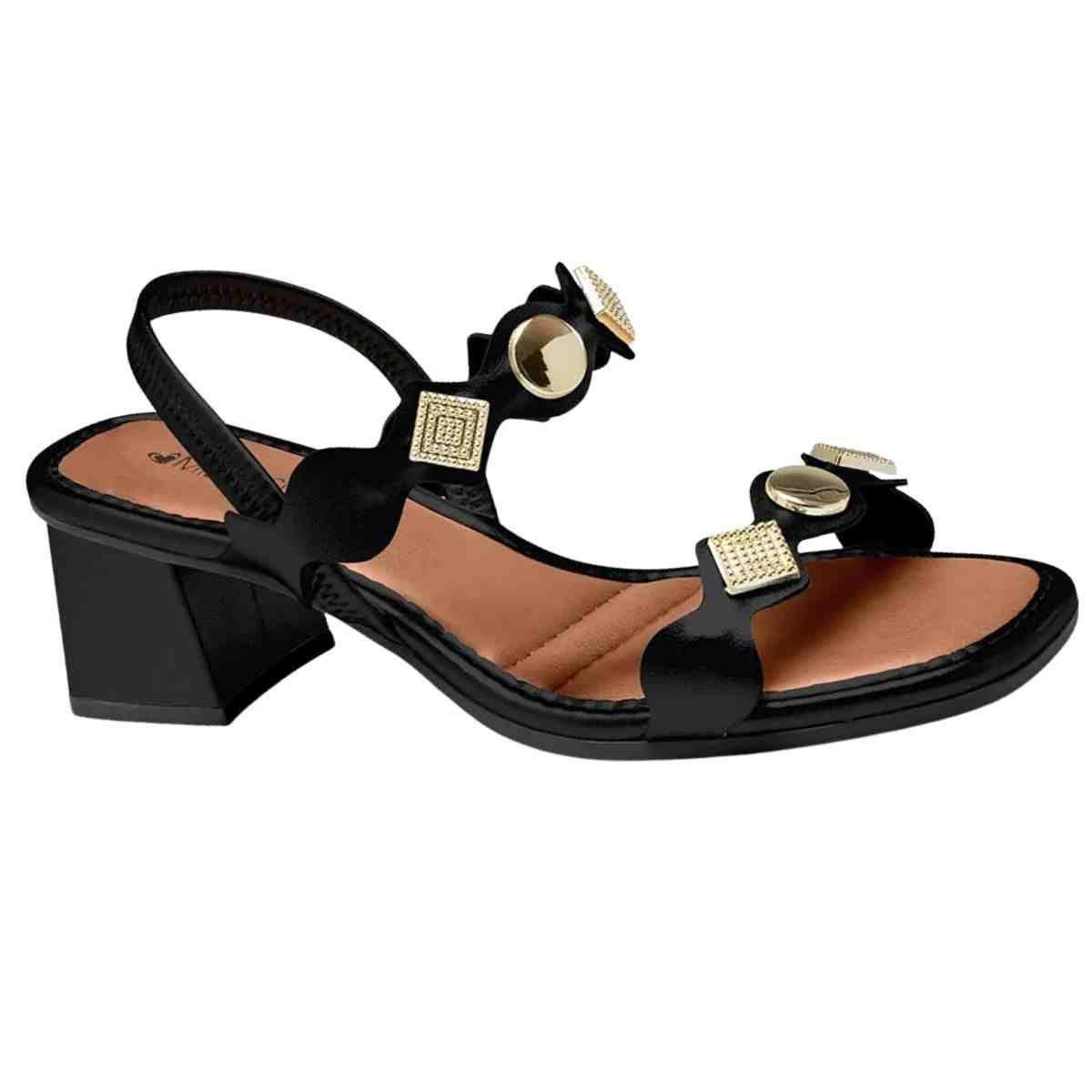 Sandália Feminina Salto Bloco Médio Mississipi Preta