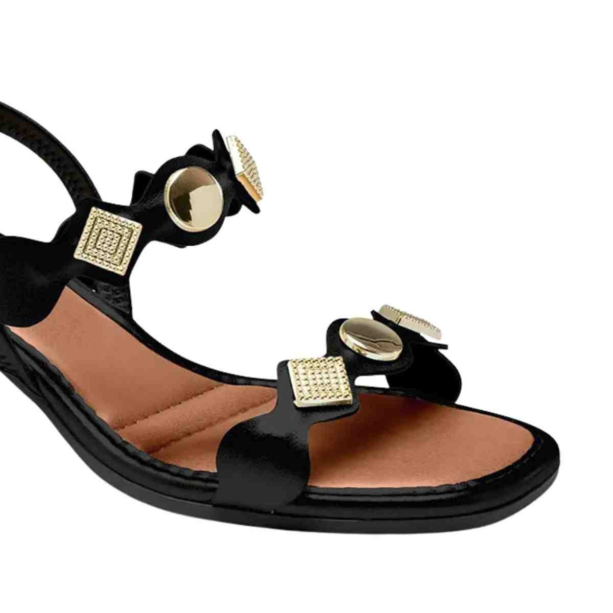 Sandália Feminina Salto Bloco Médio Mississipi Preta Preto 6