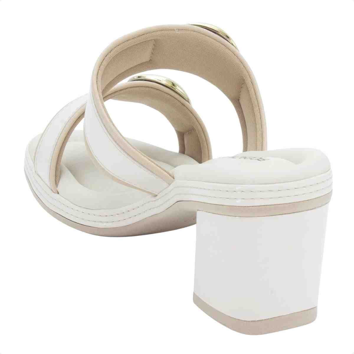 Tamanco Feminino Salto Médio Bloco Piccadilly Off White Branco 3