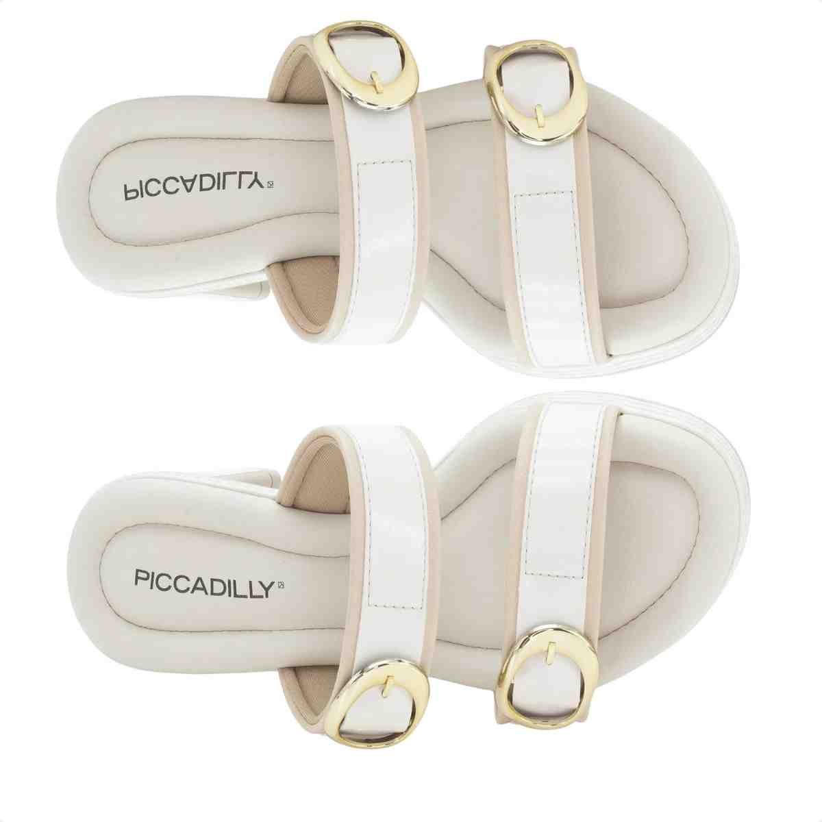 Tamanco Feminino Salto Médio Bloco Piccadilly Off White Branco 4