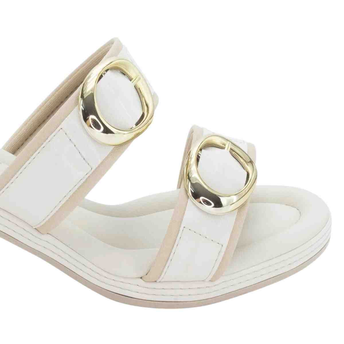 Tamanco Feminino Salto Médio Bloco Piccadilly Off White Branco 5