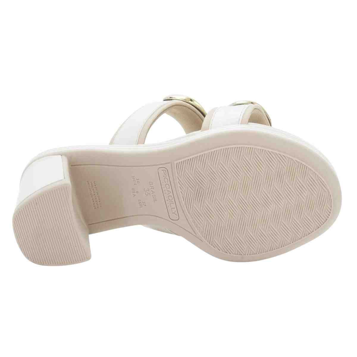 Tamanco Feminino Salto Médio Bloco Piccadilly Off White Branco 7