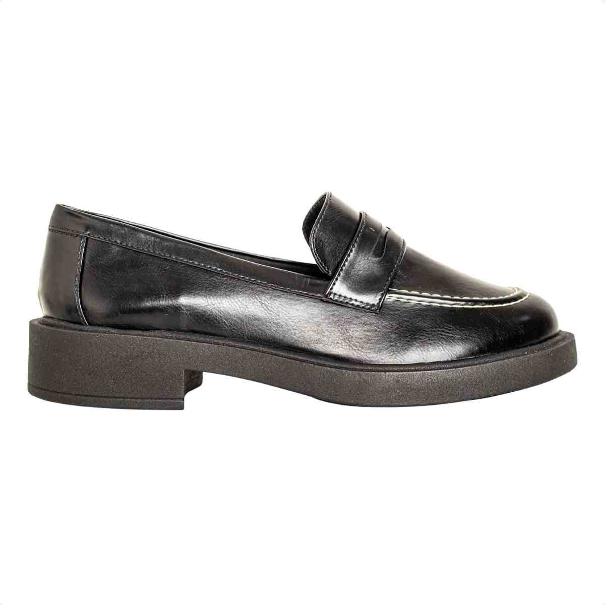 Mocassim Feminino Dm Com Salto Médio Madrid Preto