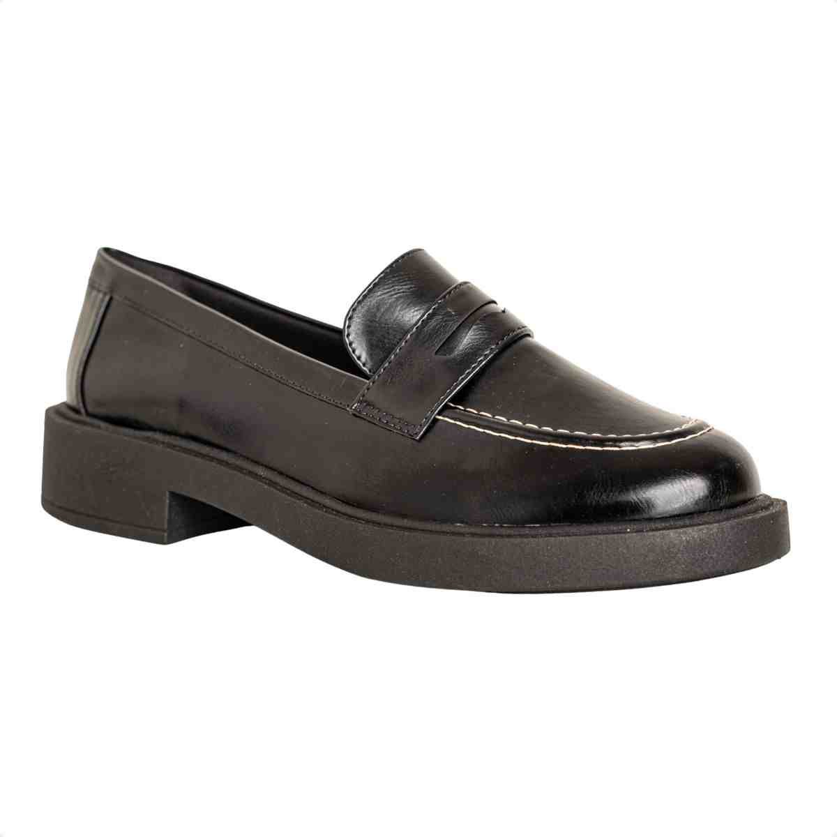 Mocassim Feminino Dm Com Salto Médio Madrid Preto Ônix 2