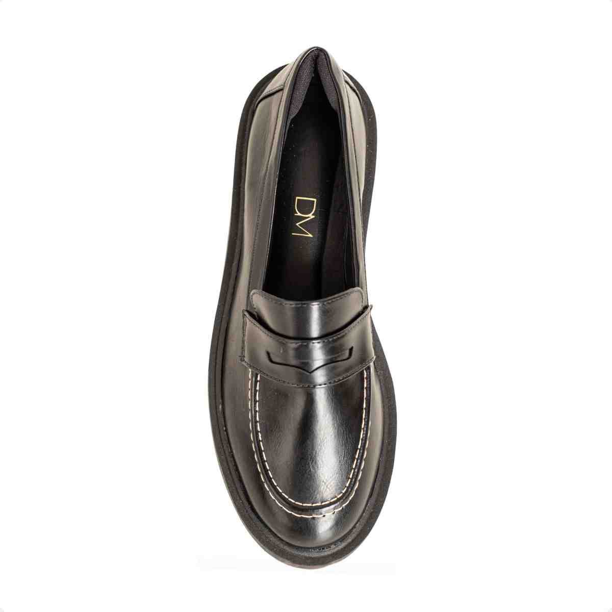 Mocassim Feminino Dm Com Salto Médio Madrid Preto Ônix 6