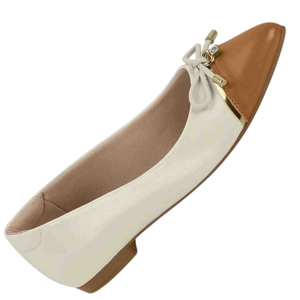 Sapatilha Feminina Bico Fino Beira Rio  Branco Off Camel Branco 5
