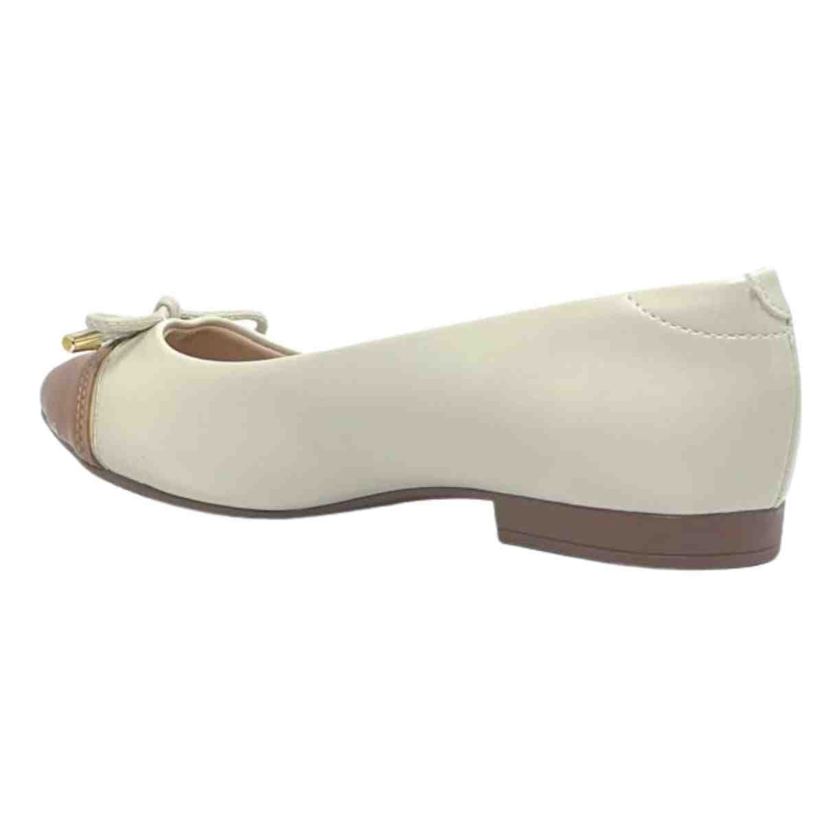 Sapatilha Feminina Bico Fino Beira Rio  Branco Off Camel Branco 6