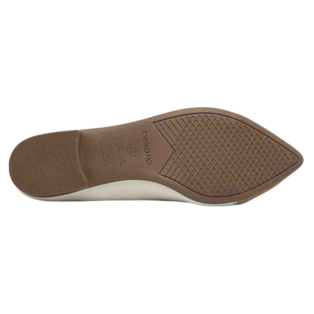 Sapatilha Feminina Bico Fino Beira Rio  Branco Off Camel Branco 7
