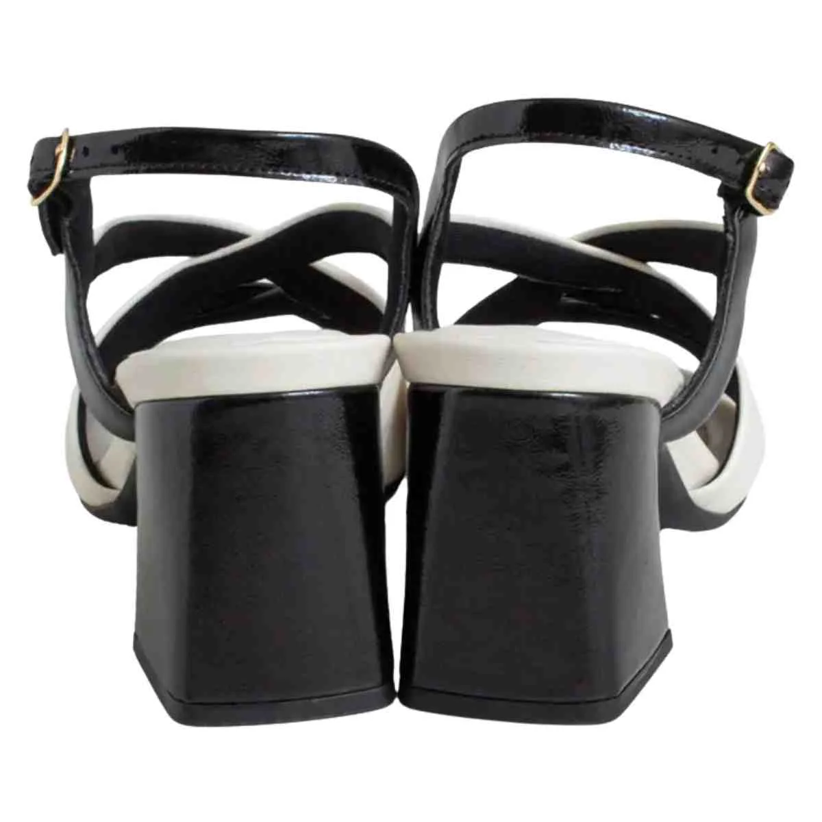 Sandália Feminina Salto Bloco Piccadilly Preto Branco Preto/Branco 4
