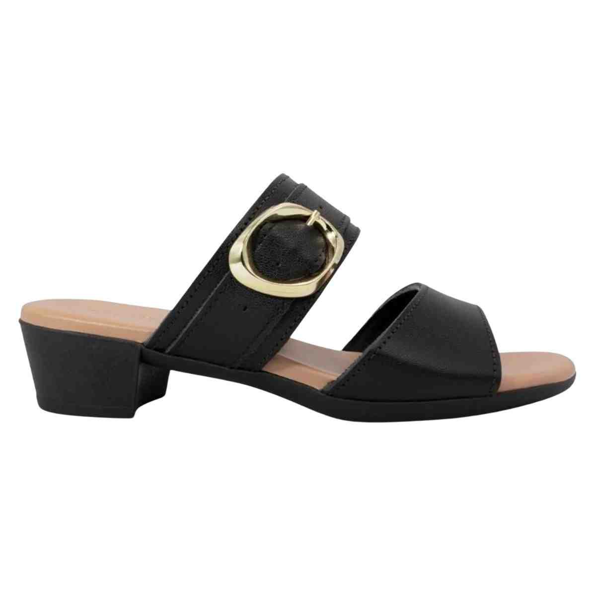 Tamanco Feminino Salto Bloco Baixo Usaflex  Preto