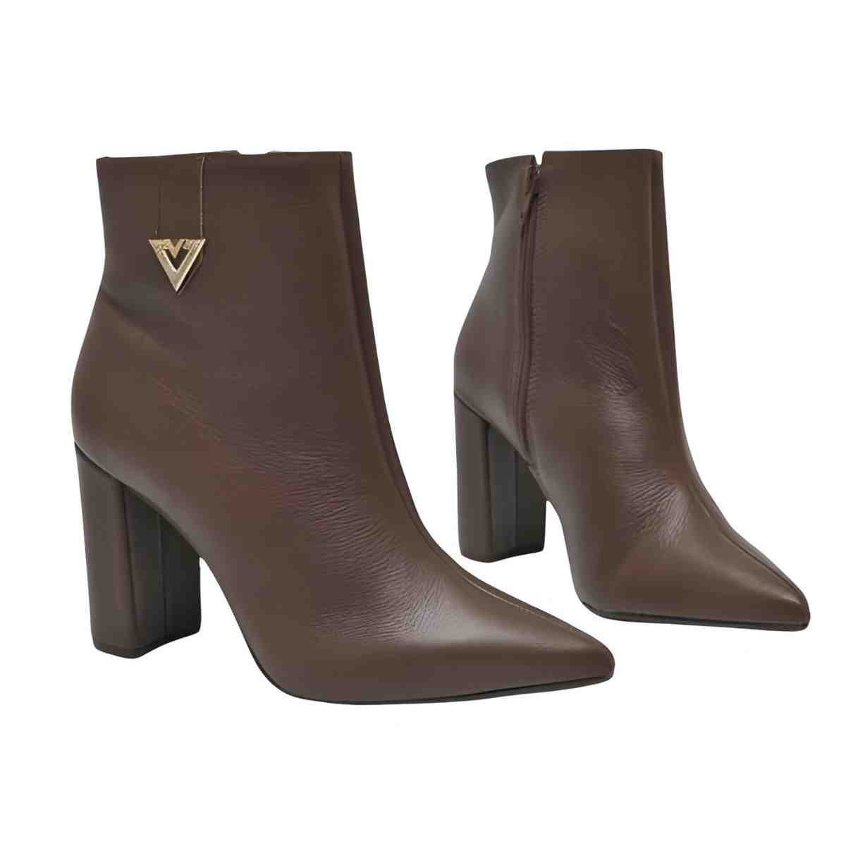 Bota Feminina Cano Baixo Social Via Marte Marrom Marrom 3