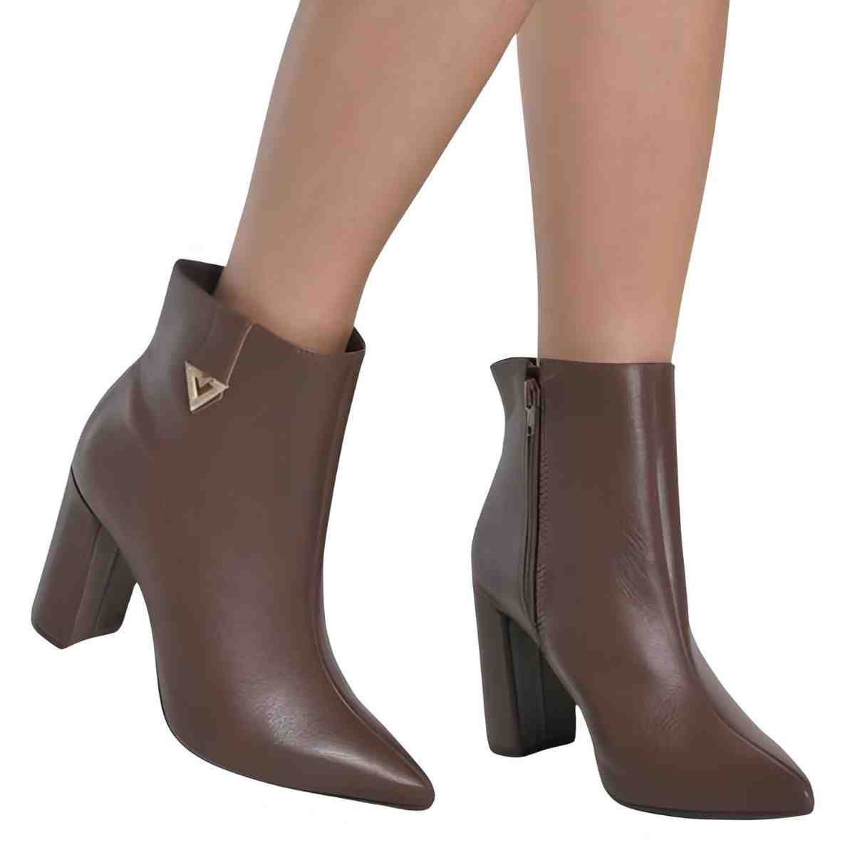 Bota Feminina Cano Baixo Social Via Marte Marrom Marrom 4
