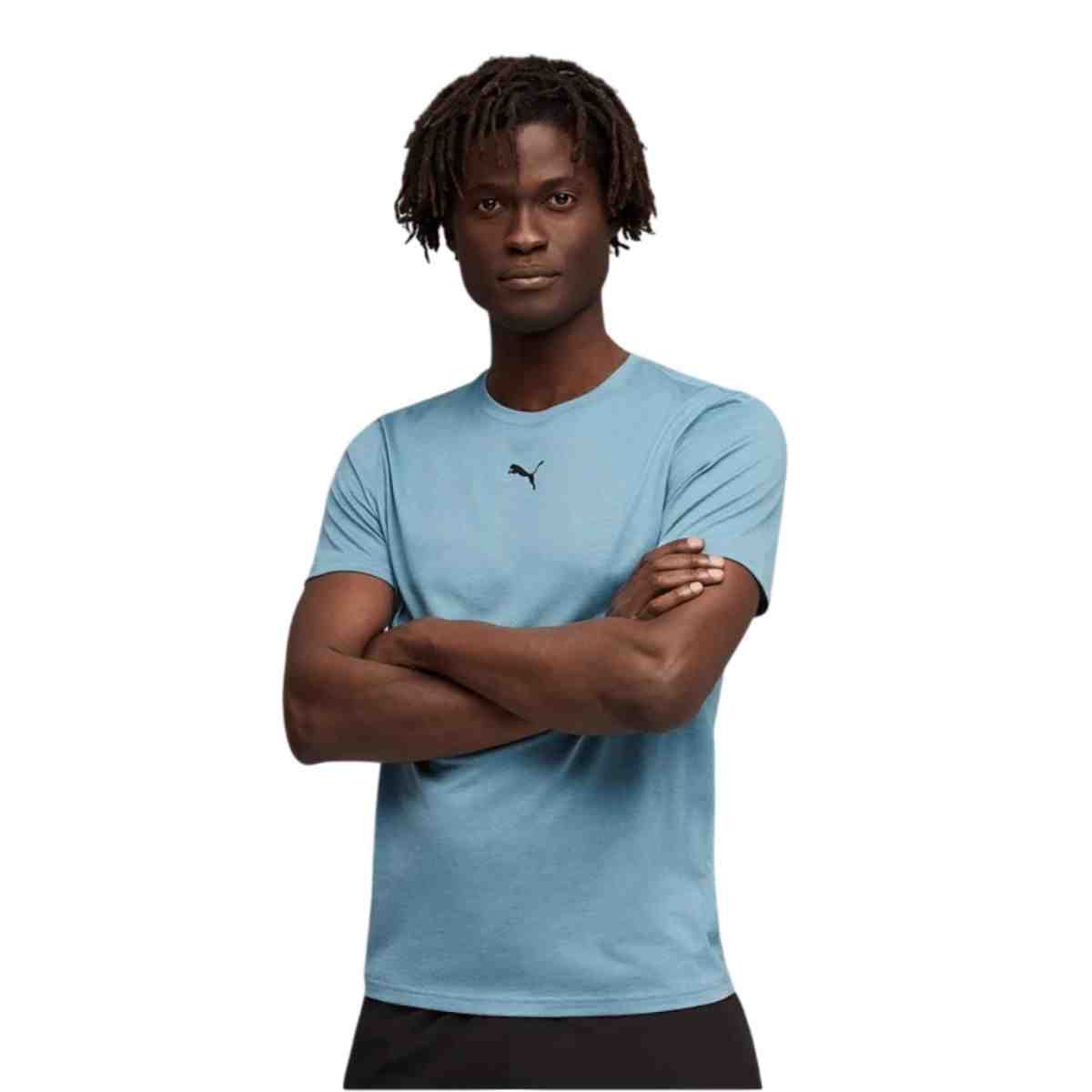 Camiseta Masculina Puma Tad Essentials Heather Cat Azul