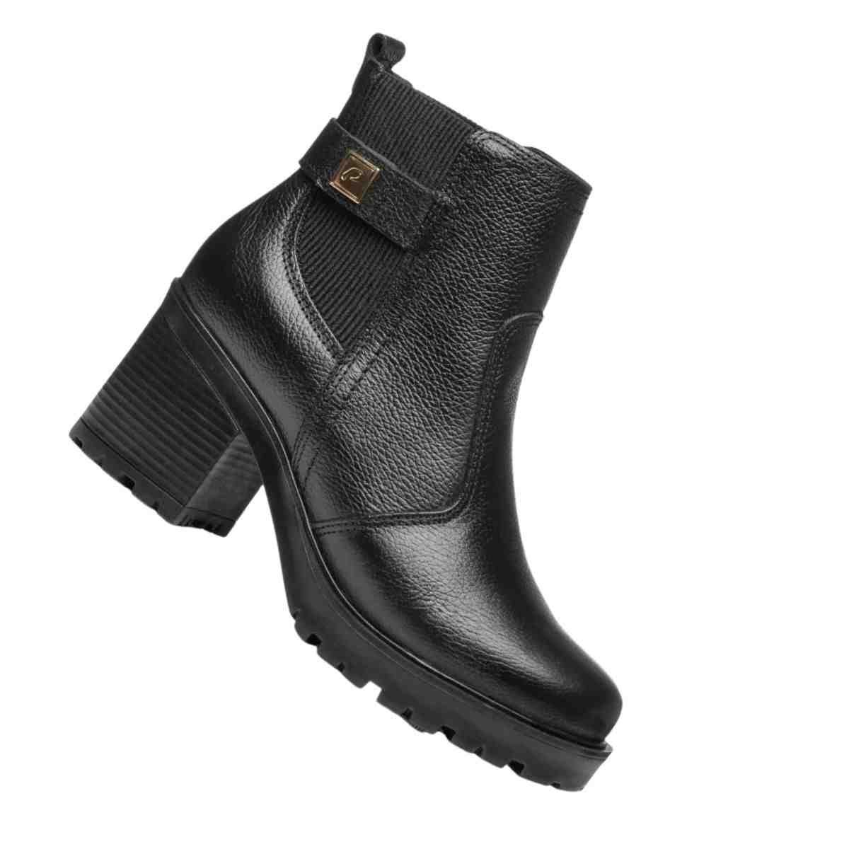 Bota Feminina Coturno Pegada Levels Preta Preto 7