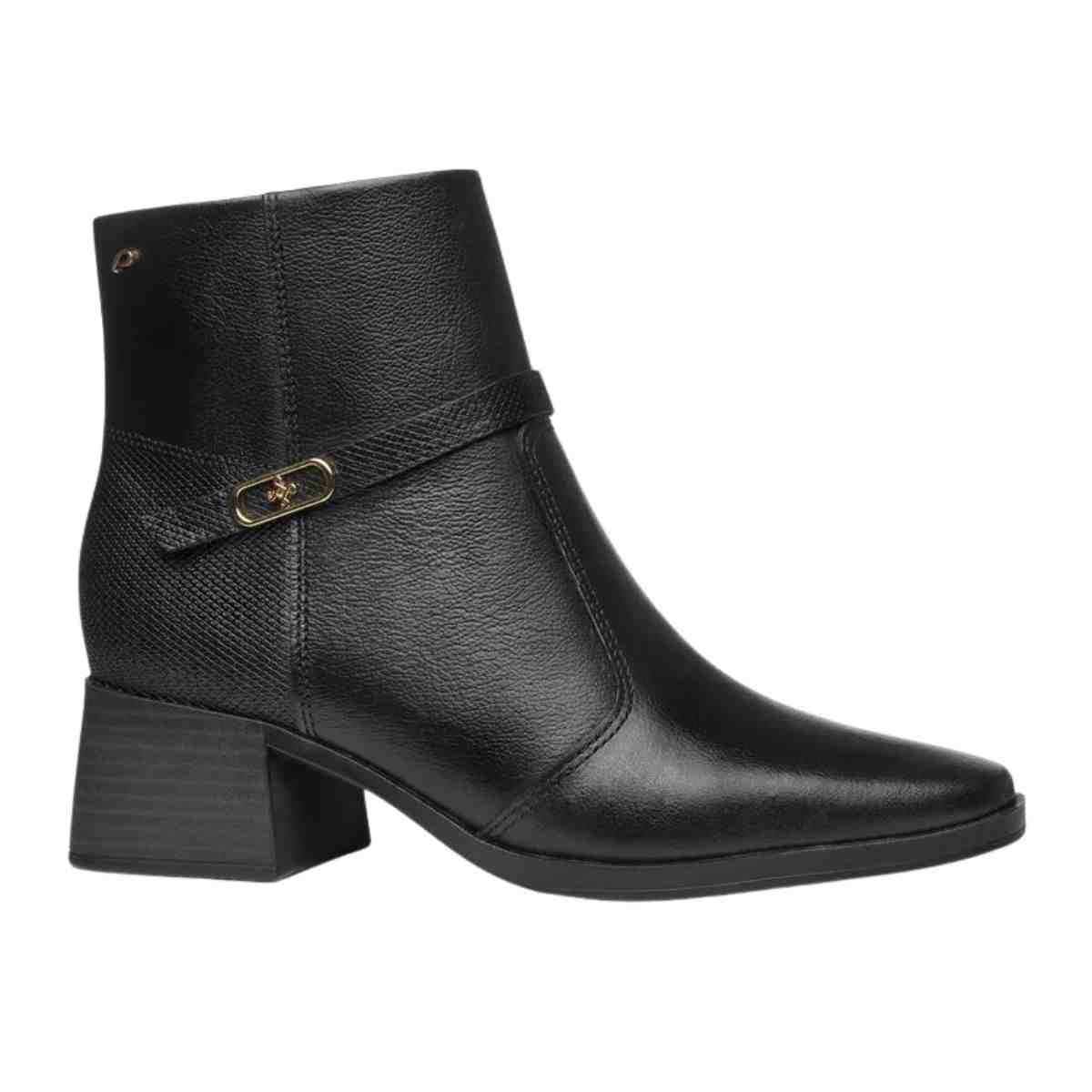 Bota Feminina Cano Médio Pegada Pisa Preta