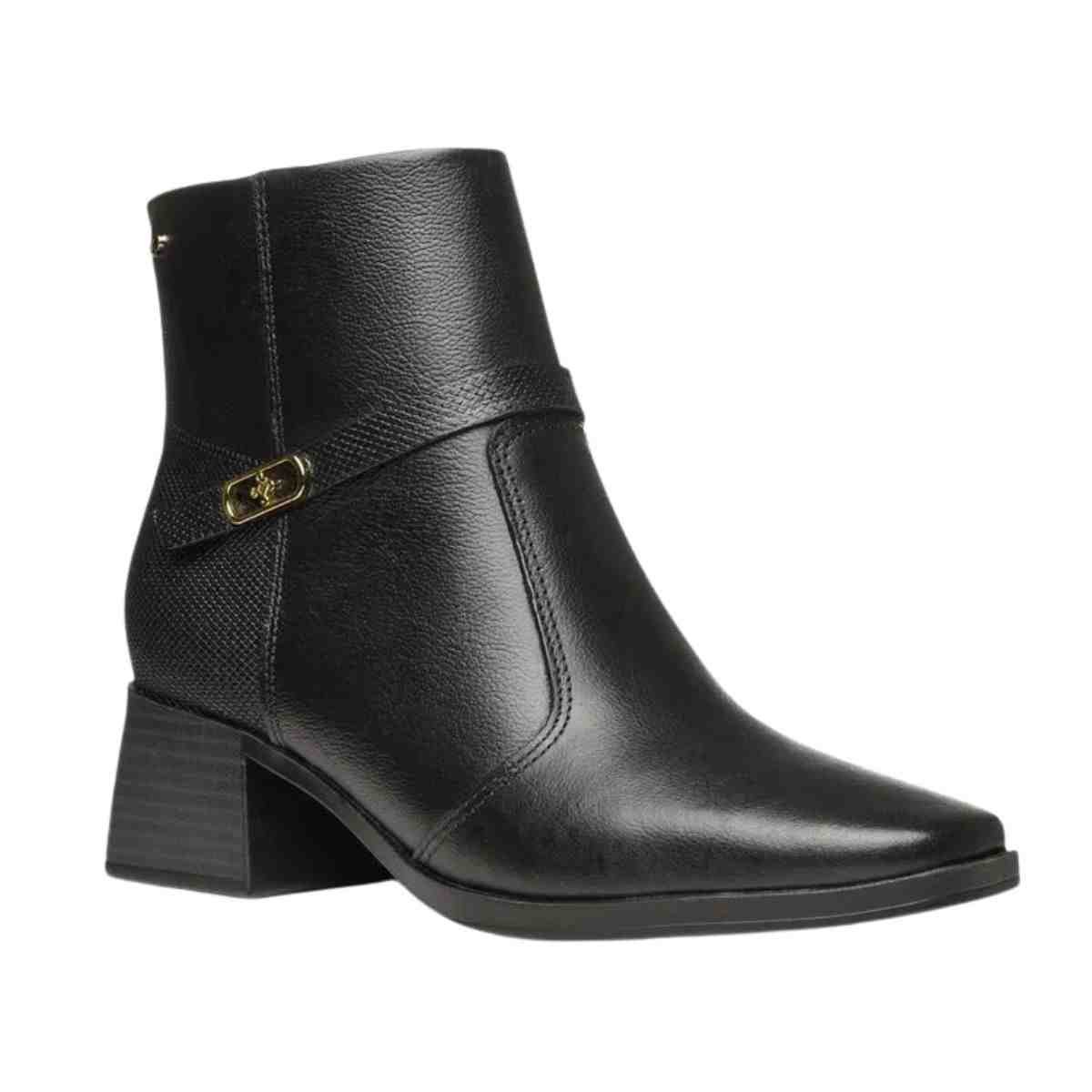 Bota Feminina Cano Médio Pegada Pisa Preta Preto 2