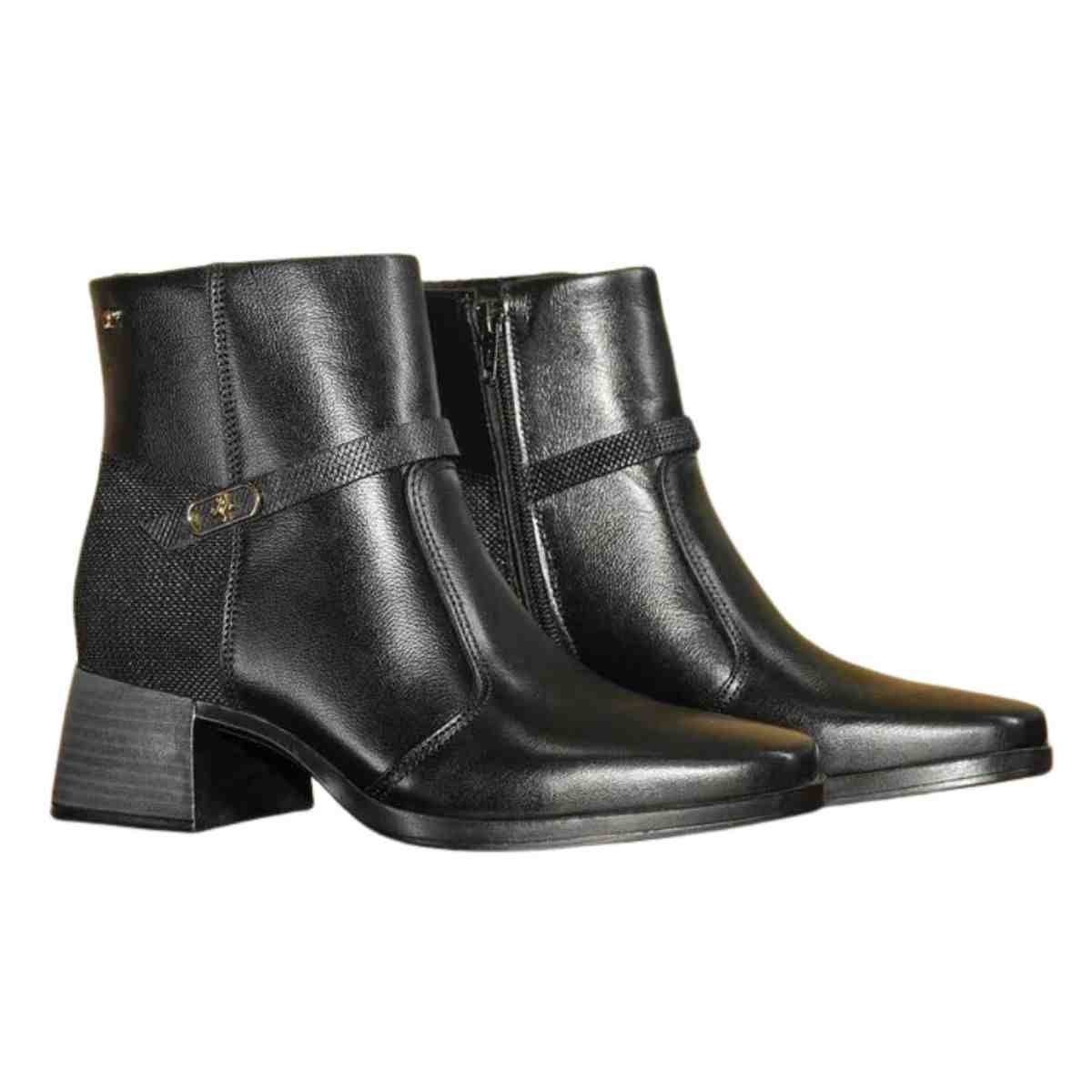 Bota Feminina Cano Médio Pegada Pisa Preta Preto 3