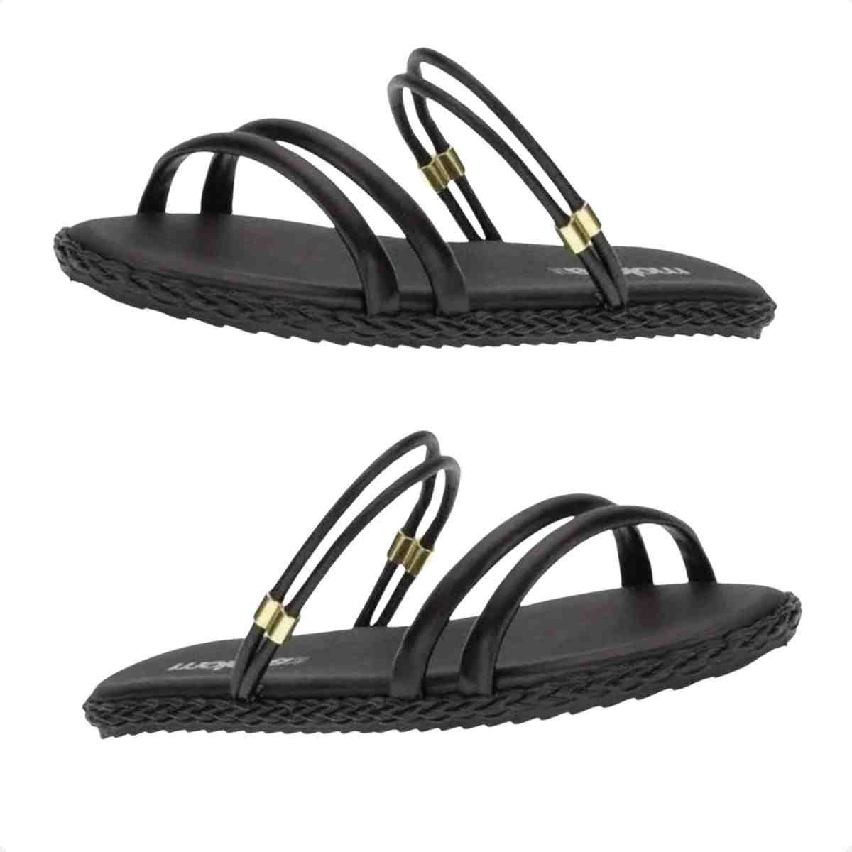 Tamanco Feminino Rasteiro Moleca Preto Preto 2