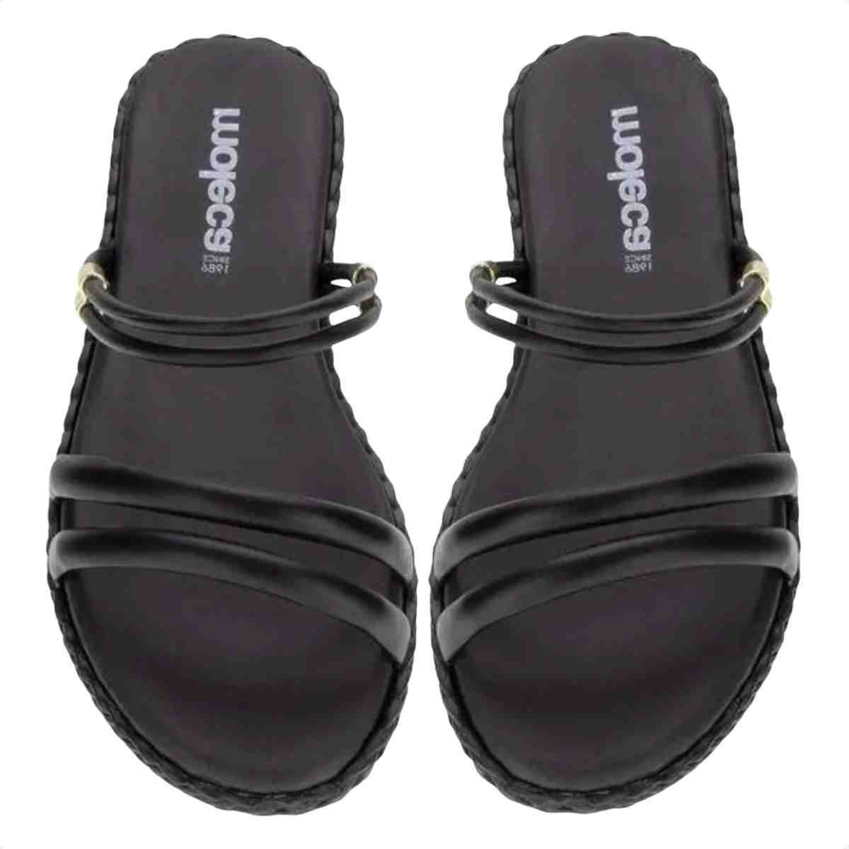 Tamanco Feminino Rasteiro Moleca Preto Preto 3