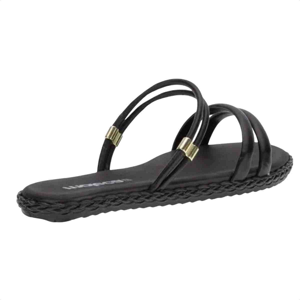 Tamanco Feminino Rasteiro Moleca Preto Preto 4