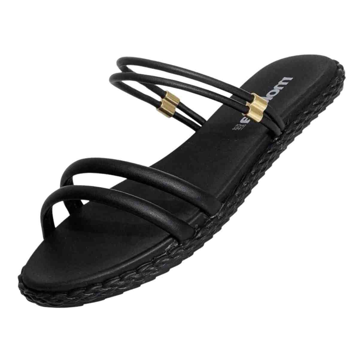 Tamanco Feminino Rasteiro Moleca Preto Preto 6