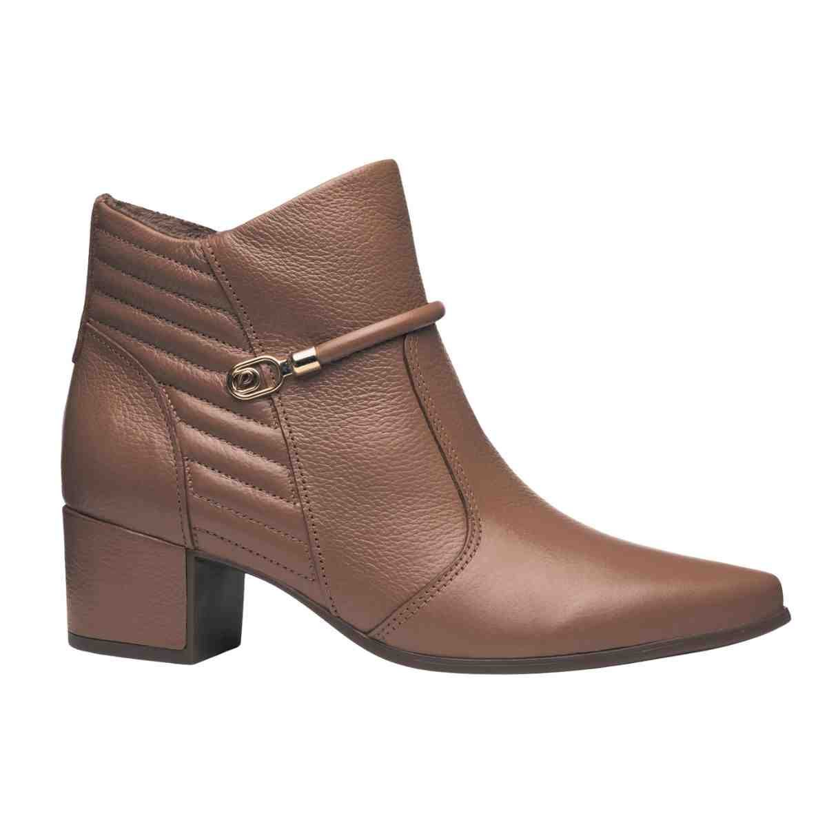 Bota Feminina Botina Cano Baixo Pegada Marrom
