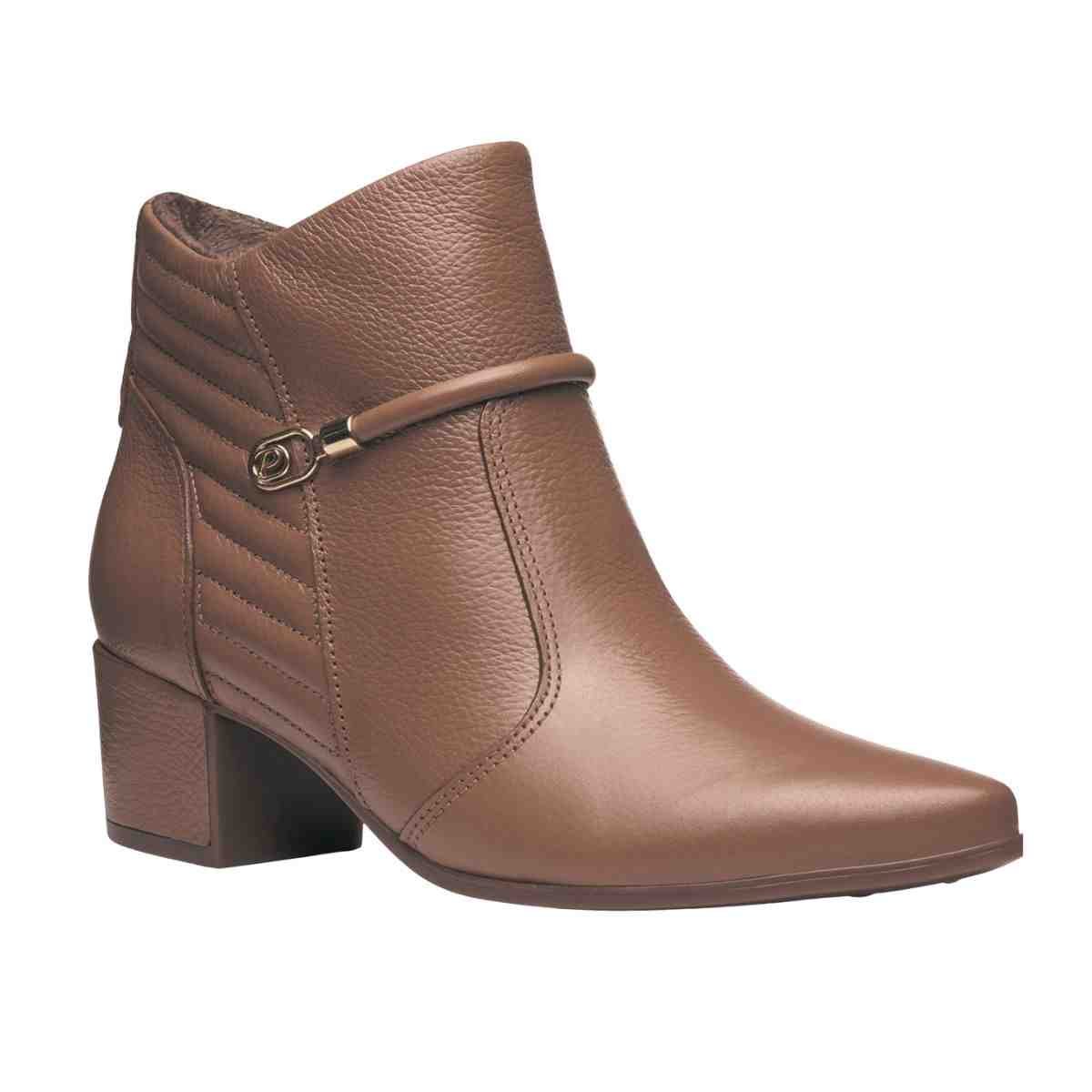 Bota Feminina Botina Cano Baixo Pegada Marrom Marrom 2