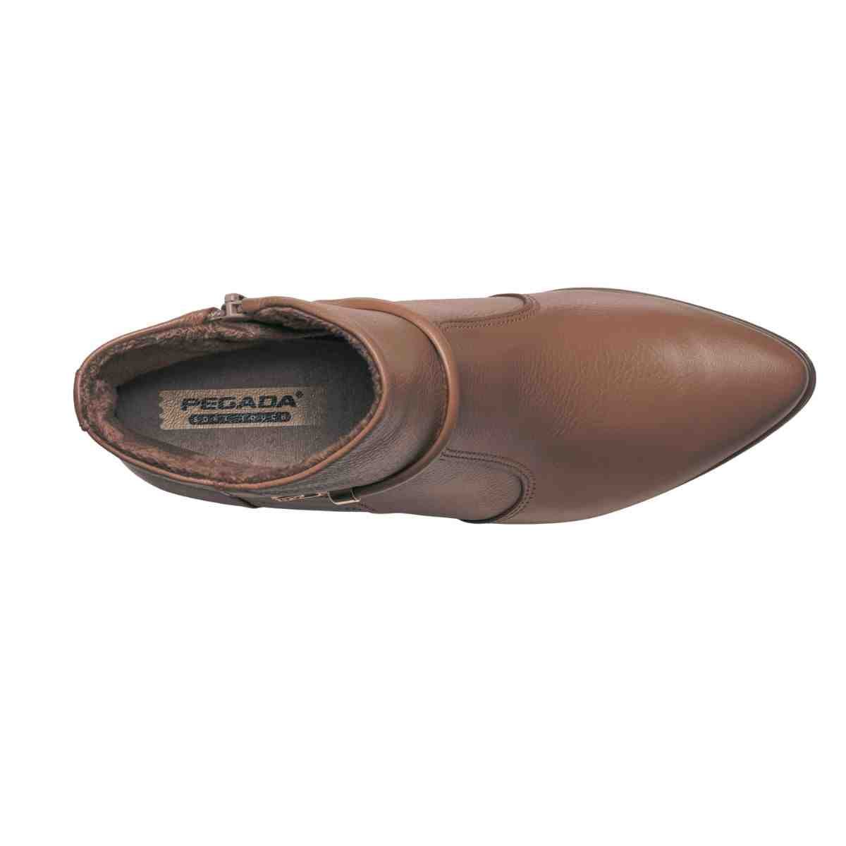 Bota Feminina Botina Cano Baixo Pegada Marrom Marrom 3