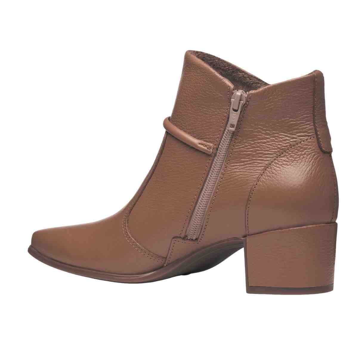Bota Feminina Botina Cano Baixo Pegada Marrom Marrom 5