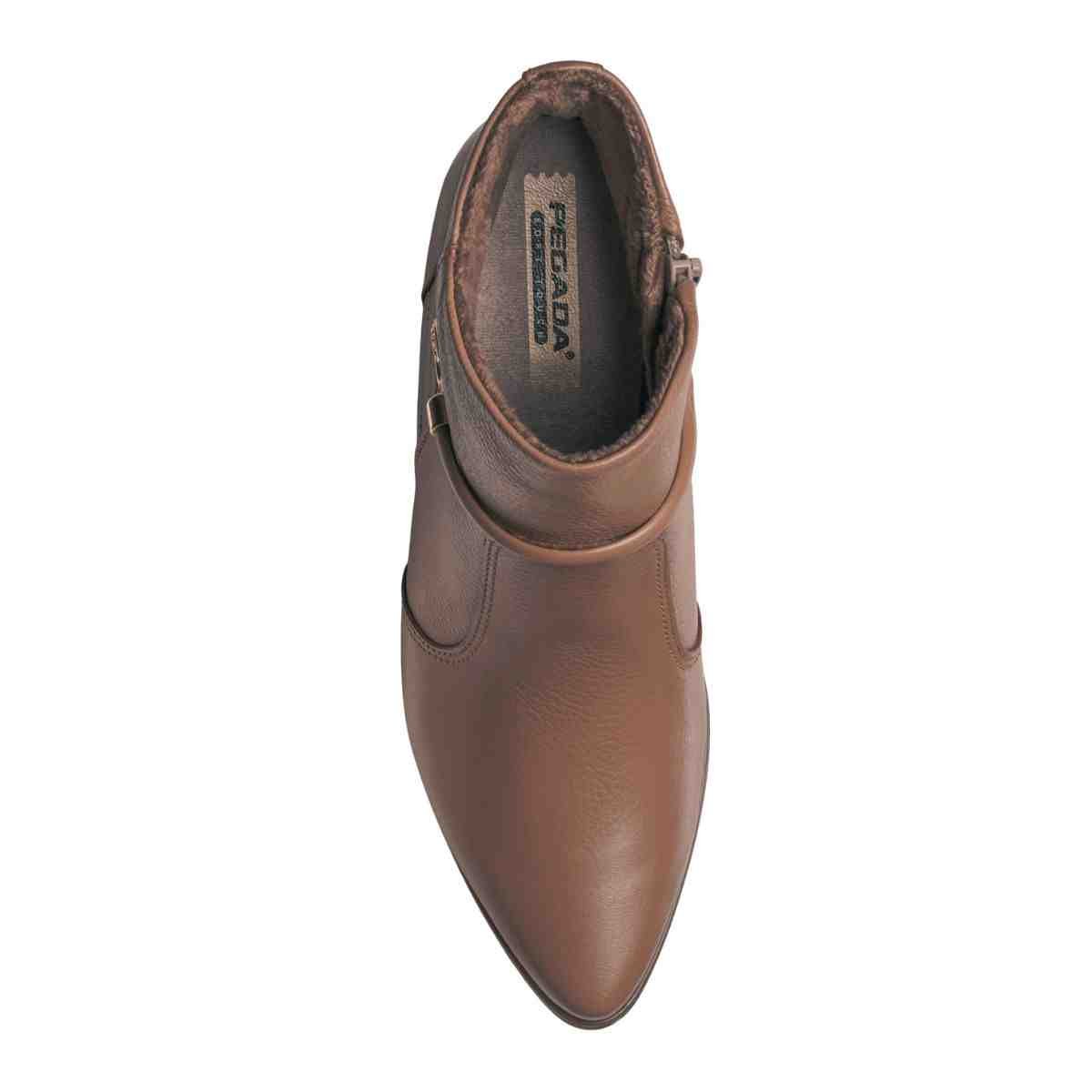 Bota Feminina Botina Cano Baixo Pegada Marrom Marrom 6