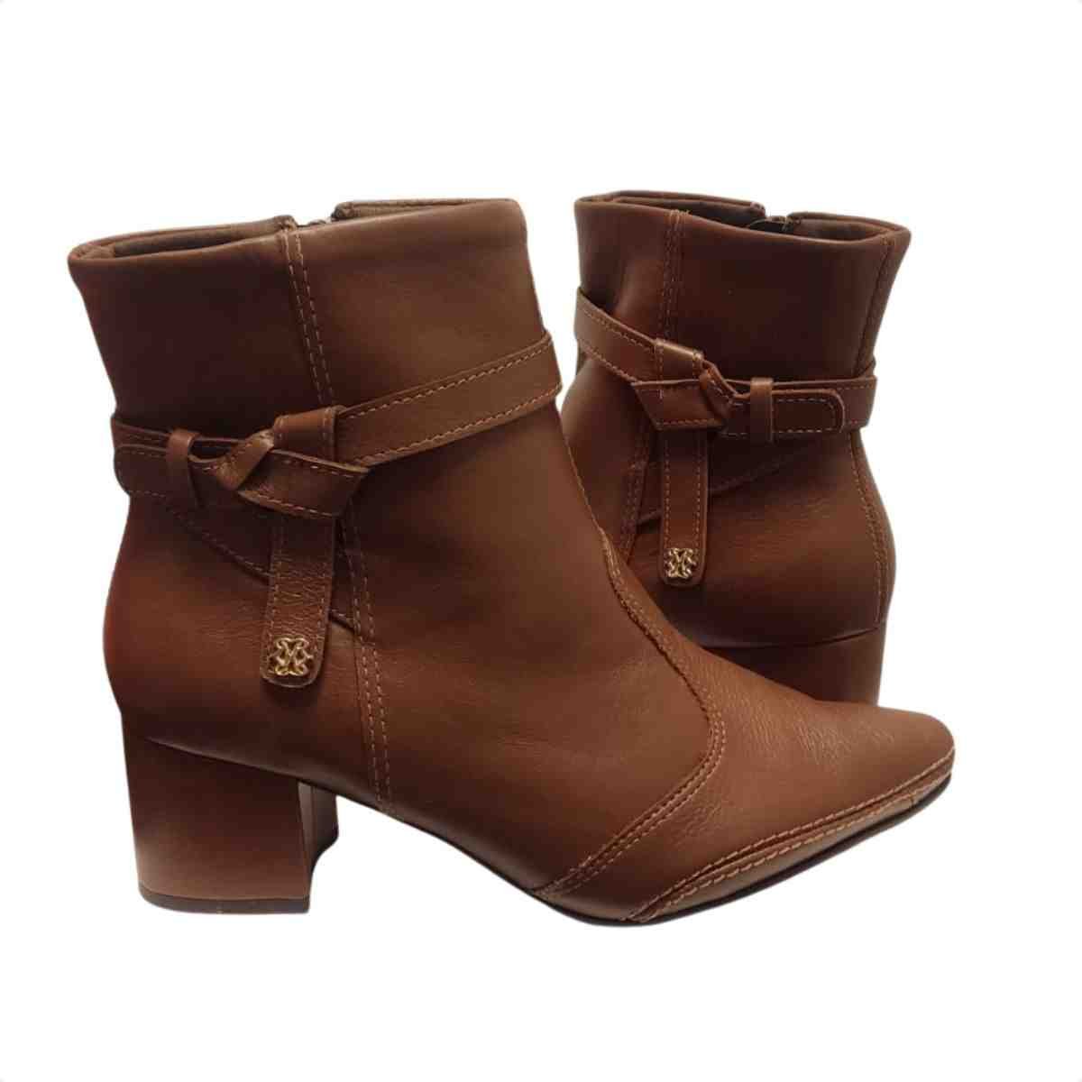 Bota Feminina Cano Baixo Ramarim  Camel Marrom 4
