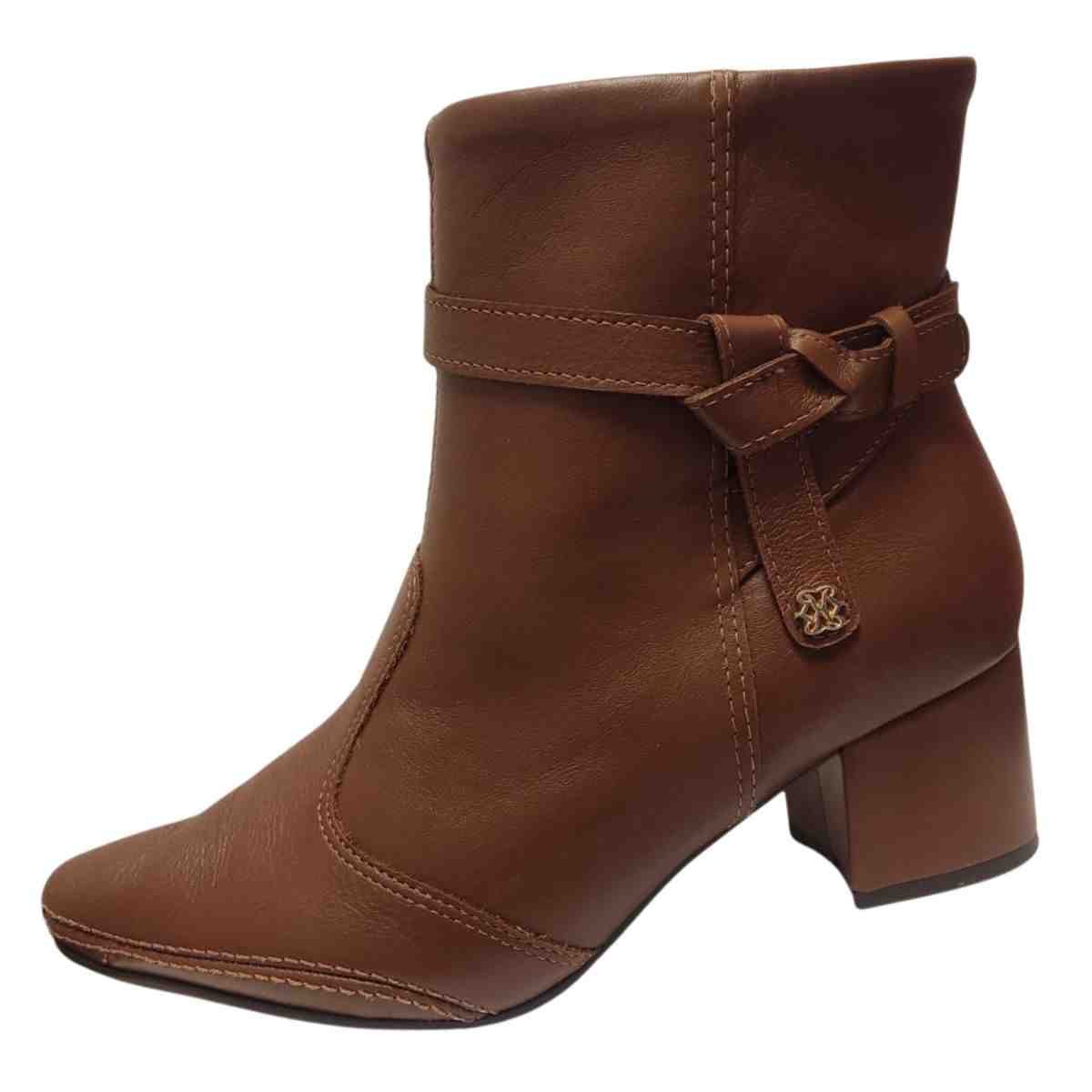 Bota Feminina Cano Baixo Ramarim  Camel Marrom 7