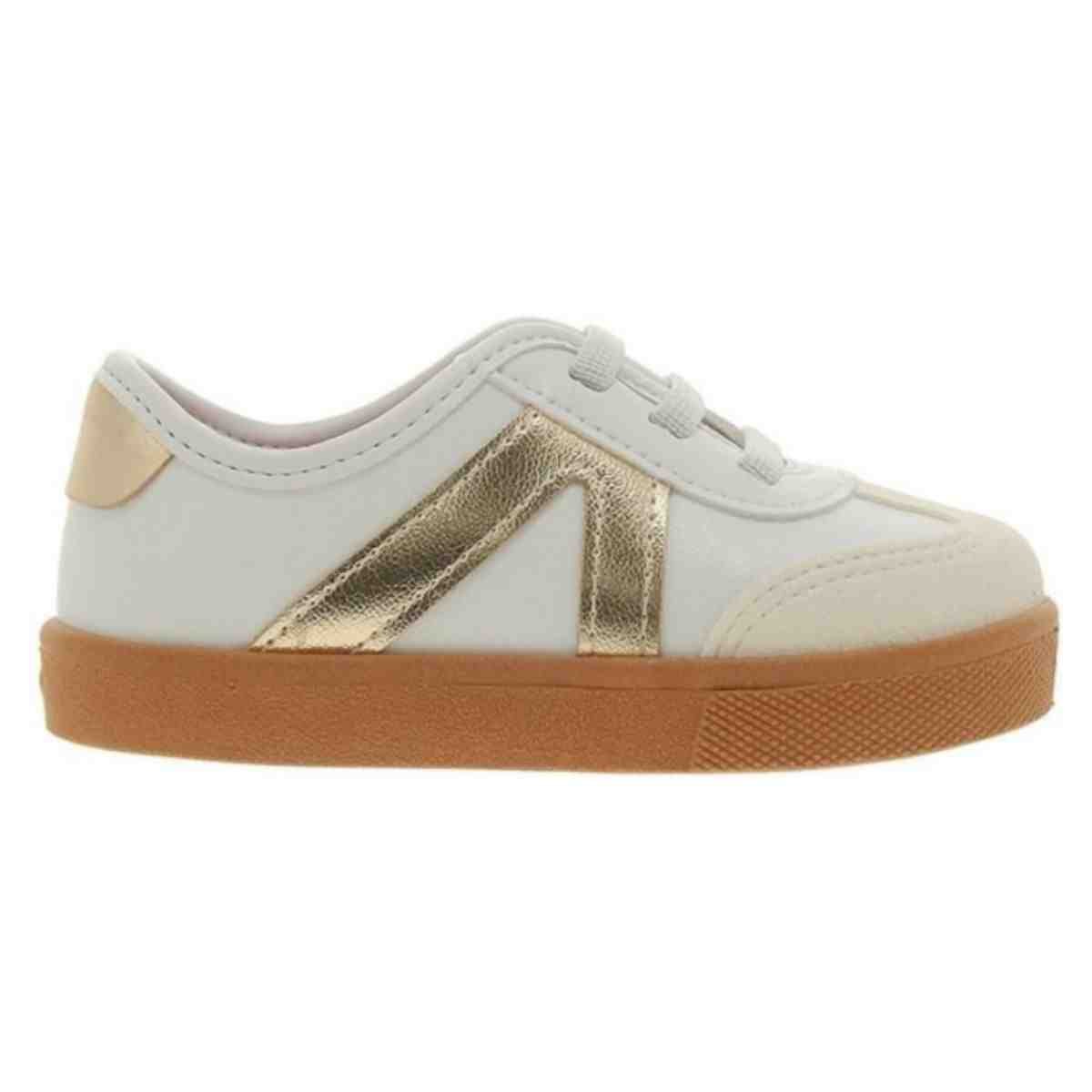 Tênis Casual Molekinha Branco Off Dourado