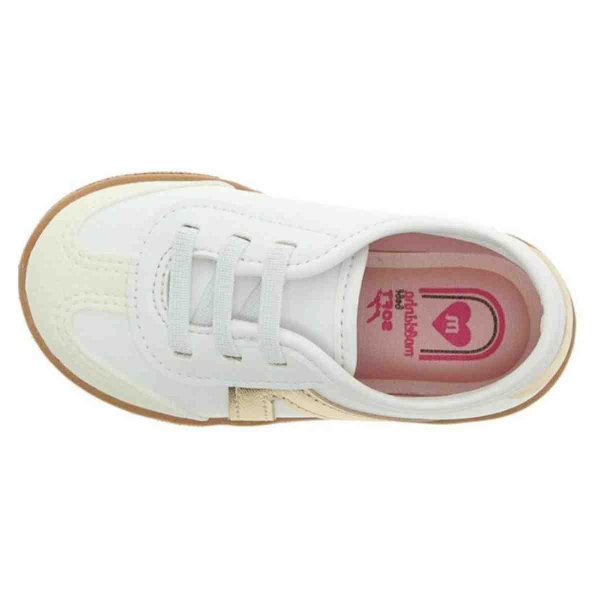 Tênis Casual Molekinha Branco Off Dourado Branco 6