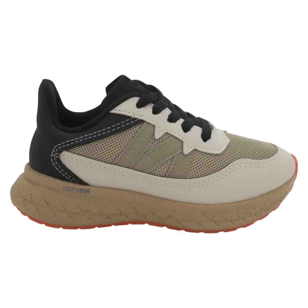 Tênis Running Infantil Molekinho Areia Branco Preto Bege 5
