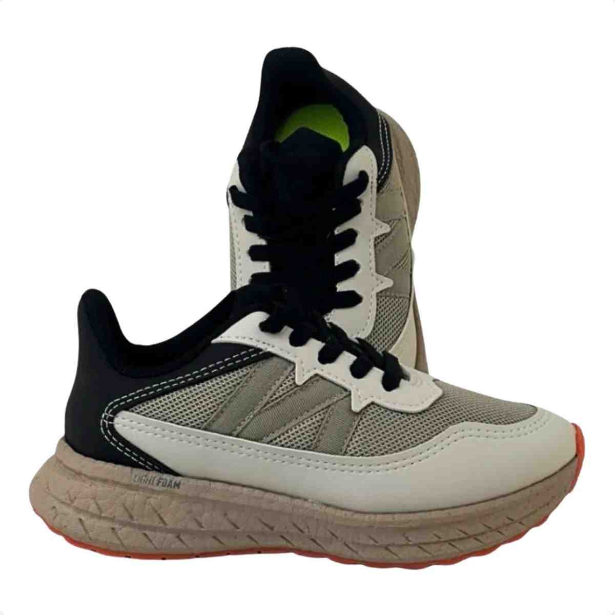 Tênis Running Infantil Molekinho Areia Branco Preto Bege 6