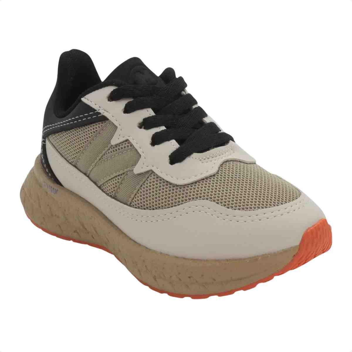 Tênis Running Infantil Molekinho Areia Branco Preto Bege 7