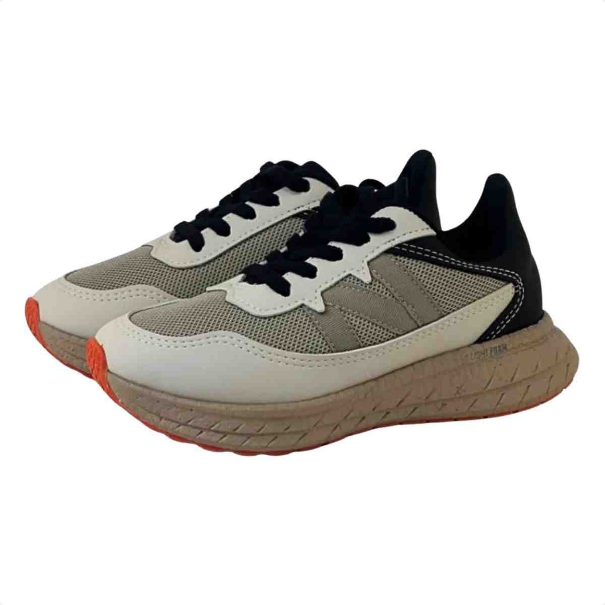 Tênis Running Infantil Molekinho Areia Branco Preto