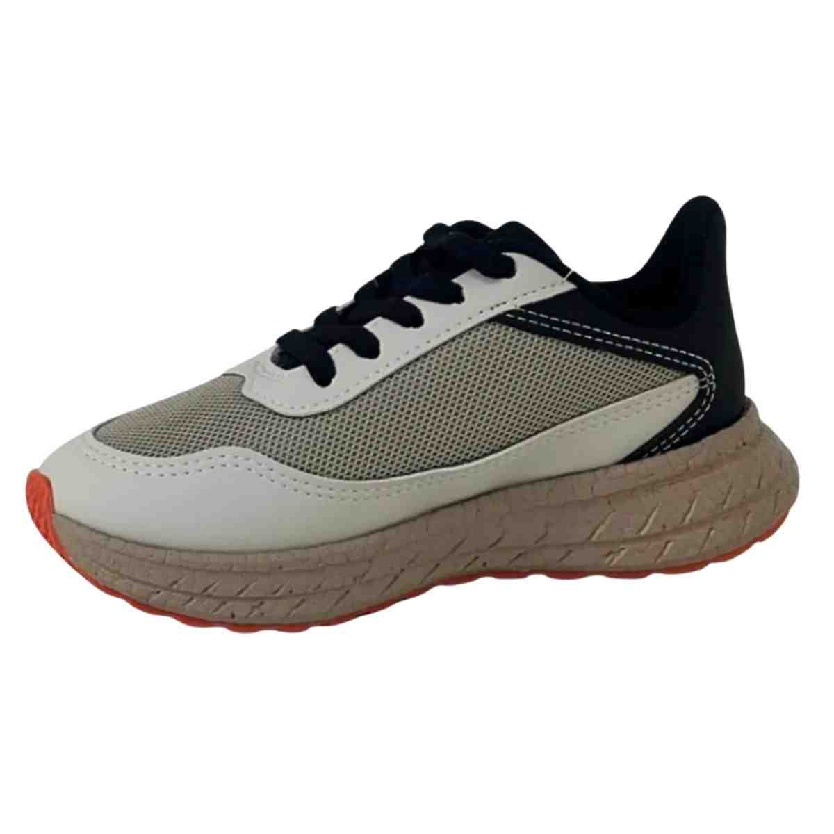 Tênis Running Infantil Molekinho Areia Branco Preto Bege 2