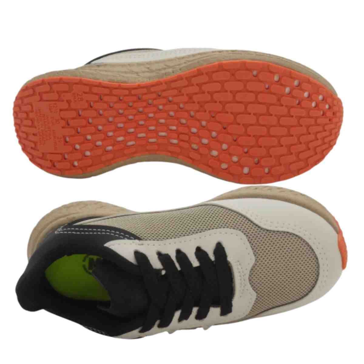 Tênis Running Infantil Molekinho Areia Branco Preto Bege 4