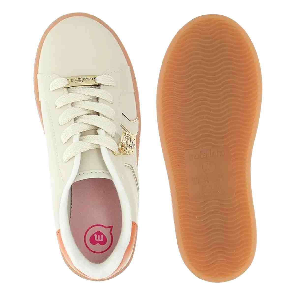 Tênis Casual Infantil Molekinha Branco Off Dourado Branco 6