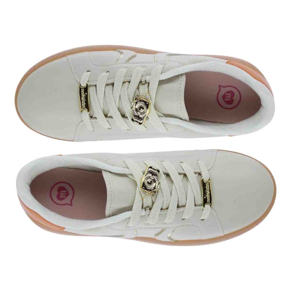 Tênis Casual Infantil Molekinha Branco Off Dourado Branco 7