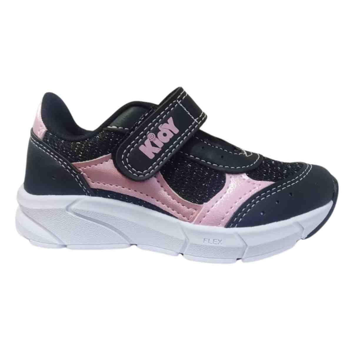 Tênis Running Infantil Kidy Preto Rosa