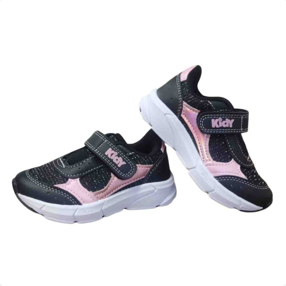 Tênis Running Infantil Kidy Preto Rosa Preto/Rosa 2