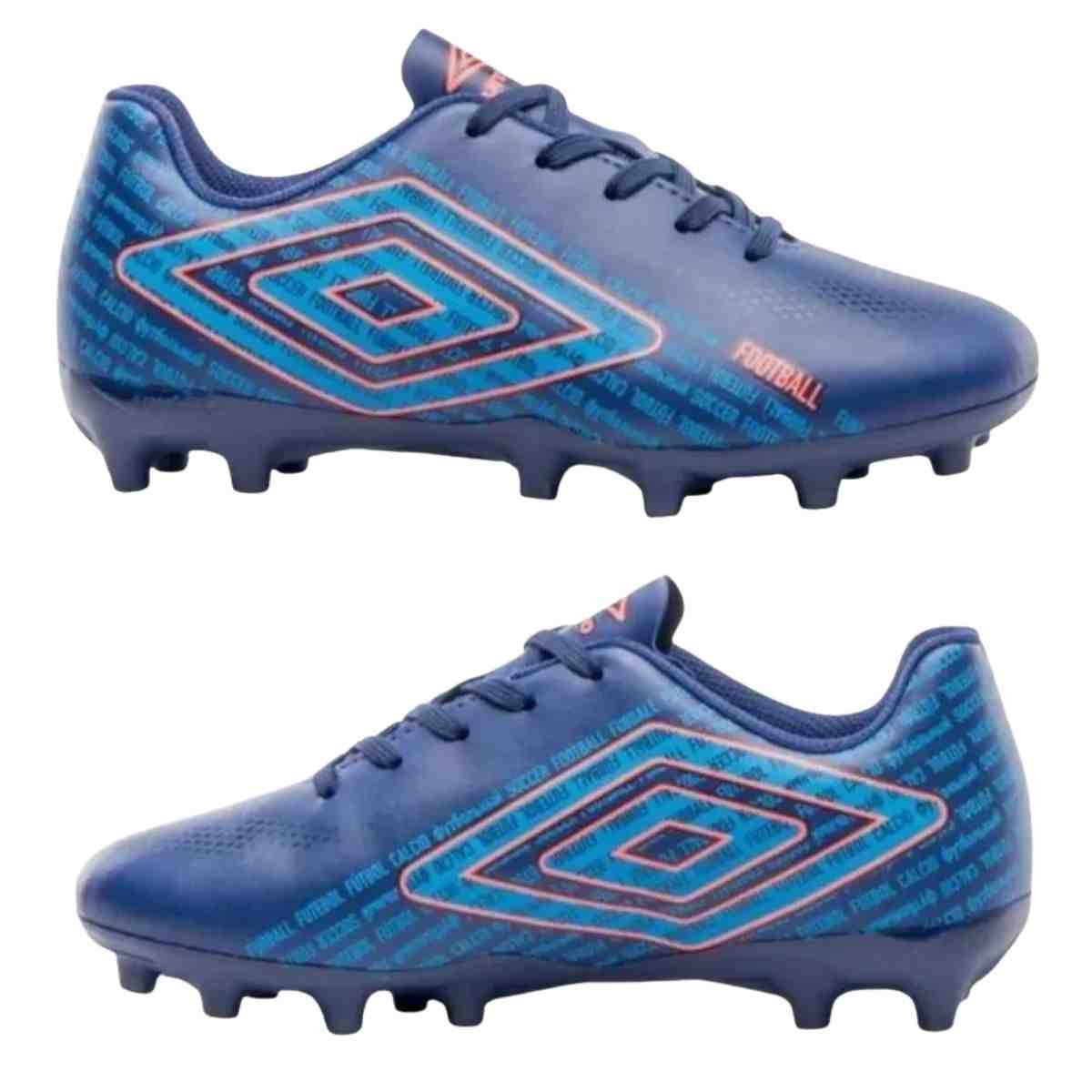 Chuteira Campo Infantil Umbro Football  Azul Coral Azul 6