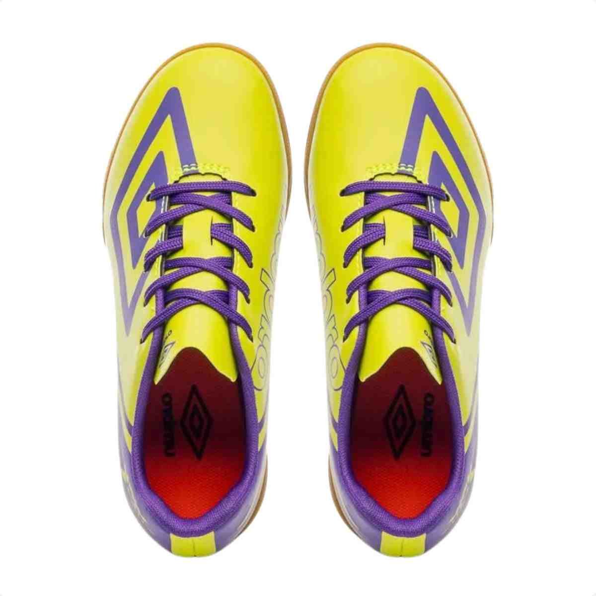 Chuteira Indoor Inf Umbro Kick Jr Amarelo Roxo Amarelo 3