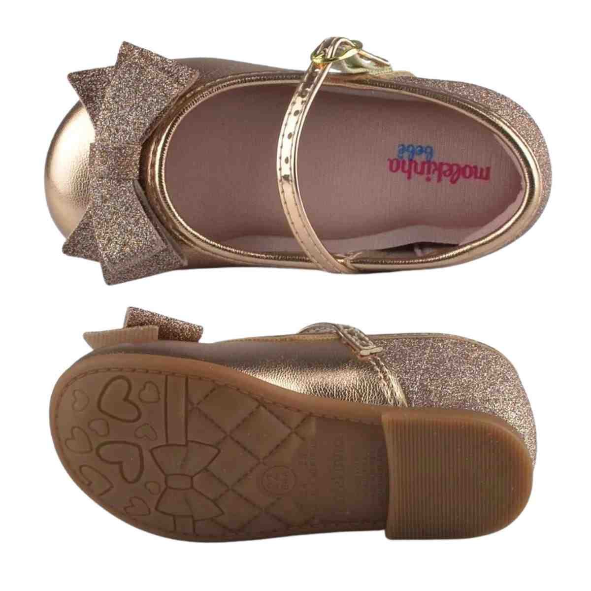 Sapatilha Infantil Molekinha Ouro Rosado Rose Gold 5